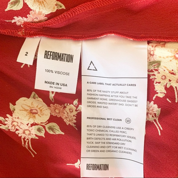 Reformation NWT Ocean Floral Mini Dress Cardinal Size 2 - Picture 8 of 9